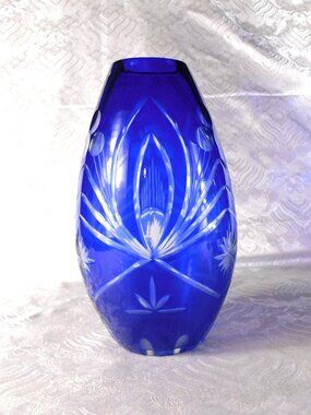 Blue Cut to Clear Vase # 27707